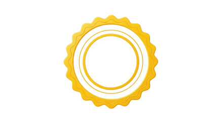 Isolated rosette shape, gold-toned concentric ringed seal or label for awards or products
