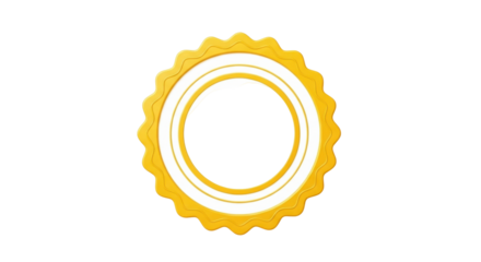 Isolated rosette shape, gold-toned concentric ringed seal or label for awards or products