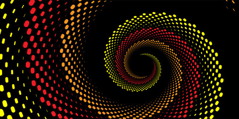 Black background and yellow and pink dot