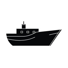 Fototapeta premium Minimalist black ship silhouette on a clean white background