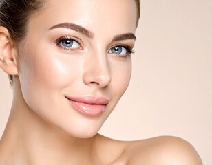 Obraz premium Woman with flawless skin, soft smile
