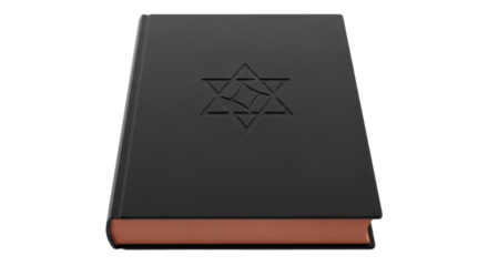 Isolated religious book with Star of David emblem, Jewish tradition, ancient Hebrew bible