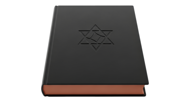 Isolated religious book with Star of David emblem, Jewish tradition, ancient Hebrew bible