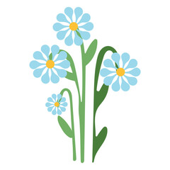 Naklejka premium flowers with green stems flat cartoon style