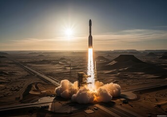 Experience the Magnificence of a Rocket Launch: Space Exploration and Technology Concept