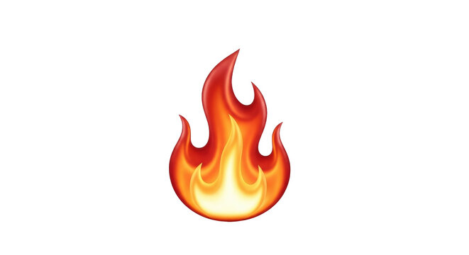 Isolated fire emoji with bright, stylized flame; perfect for technology, gaming, or food concepts