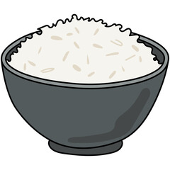 vector illustration of a bowl of rice