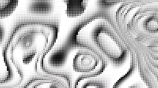 Halftone dot loop background. Abstract halftone dots pattern with white dot and black background. Halftone texture with dots. Dotted animated