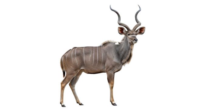 Isolated Male Kudu Antelope Stands Tall Majestic Wildlife Creature for Conservation Efforts
