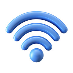 High quality photo of a 3d blue wi-fi signal icon levitating isolated on transparent background