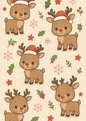 Obraz premium Cute festive reindeer pattern