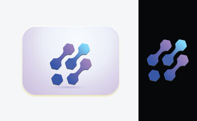 Modern Technology and  connected  dots Icon colorful gradient 