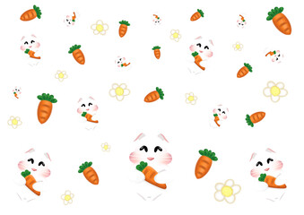 Seamless bunny pattern with carrot