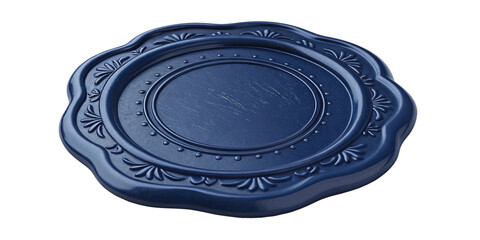 Decorative Navy Blue Wax Seal Stamp Impression with Ornate Floral Border
Elegant Glossy Wax Seal with Blank Center and Intricate Scalloped Edge