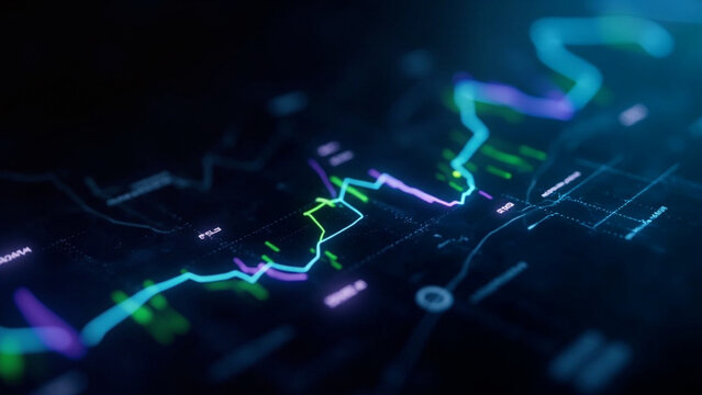 Digital Trading Visualization: A vibrant digital representation of market dynamics, showcasing an ascending trend line amidst intricate data streams. - Powered by Adobe
