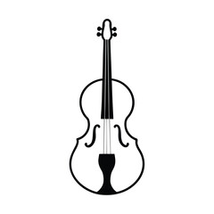 Fototapeta premium Elegant black silhouette of a violin on a clean white background for musical designs