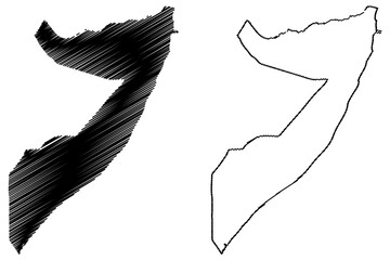 Somalia map vector illustration, scribble sketch Federal Republic of Somalia