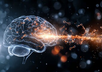 Fototapeta premium Creative depiction of the human brain emphasizing its connection to hormonal functions.