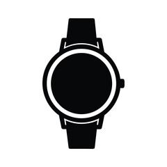 Minimalist black watch silhouette on a clean white background for design projects