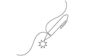 Fototapeta premium Minimalist star icon continuous one line art simple outline vector isolated illustration 