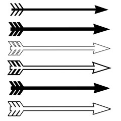 Vector illustration of arrows silhouette clipart, decorative arrow set design, tribal cut file for crafts