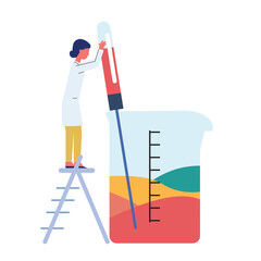 Laboratory Worker mixing chemicals in laboratory glass. Stock Illustration