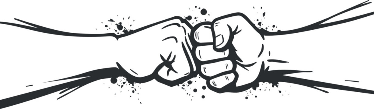 Two hands performing a fist bump symbolizing friendship teamwork and celebration of success.
