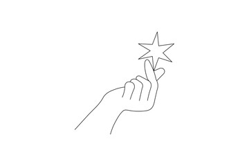 Minimalist star icon continuous one line art simple outline vector isolated illustration
