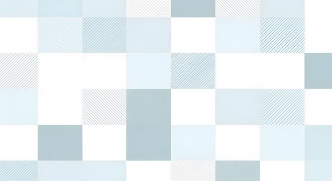 Abstract geometric pattern with light blue and white squares and diagonal lines, creating a clean and modern background