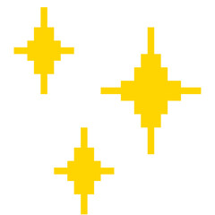 黄色のキラキラ表現のドット絵 | ピクセルアート | 輝き・エフェクトアイコン