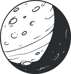 Obraz premium Illustration of a stylized planet with craters and surface details in a cosmic setting..