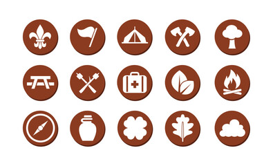 Flat Boy Scout and Adventure Icon Graphic Pack