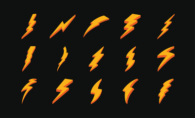 Stylized 3D Lightning Bolt Graphic Pack