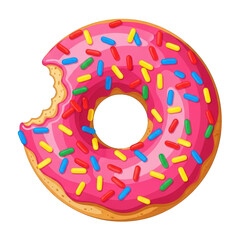 Delicious Donut with Sprinkles Isolated Sweet Dessert Doughnut Treat Pastry Confectionery Tasty Snack Bakery Product Food Item Goodie Temptation Photo