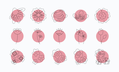 Abstract Circled Flower Line Art Graphic Pack