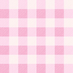 Soft pink and white gingham check seamless pattern background