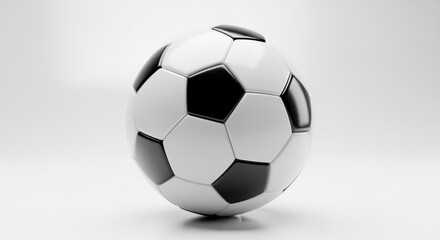 Naklejka premium A classic black and white soccer ball against a plain white background. The iconic hexagonal panels are clearly visible, showcasing the traditional design.