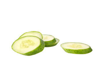  fresh cut cucumber slices , cut green cucumber isolated on transparent png