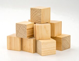Wooden blocks stacked in a pyramid shape