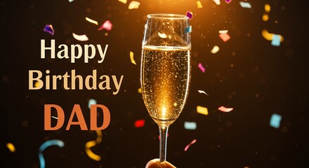 Celebratory toast birthday dad image champagne glass confetti
