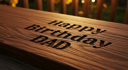 Engraved wooden sign with message for father birthday celebration