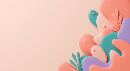 Colorful abstract shapes in pastel tones against a light background