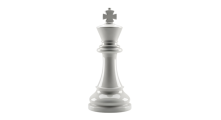 Elegant white king chess piece standing tall against a stark symbolizing strategy and leadership in a minimalist composition