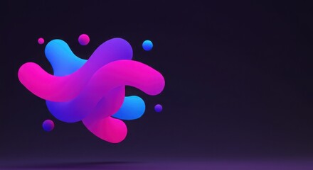 Abstract shapes in vibrant colors against dark background