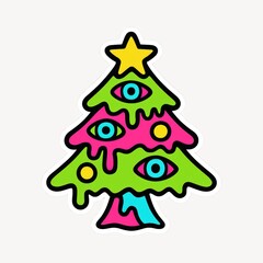 Psychedelic Christmas tree illustration