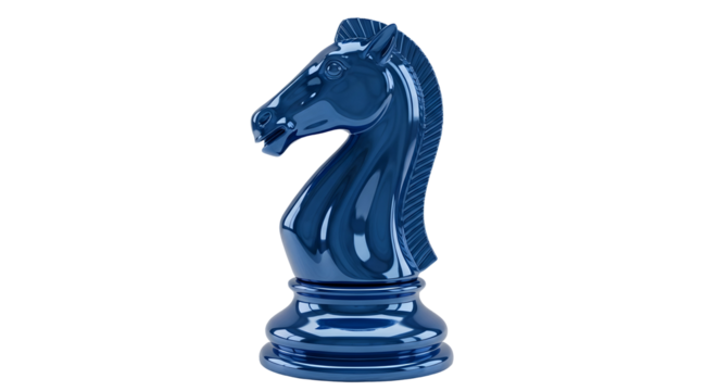 Elegant blue knight chess piece showcasing strategy and intellectual game play with a modern and sophisticated aesthetic