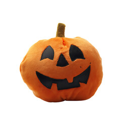 Halloween Plush Pumpkin With Smiling Face on Transparent Background