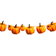 Festive Halloween Garland Featuring Miniature Pumpkins on Transparent Background