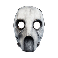 Distressed White Mask with Circular Eye Holes on Transparent Background