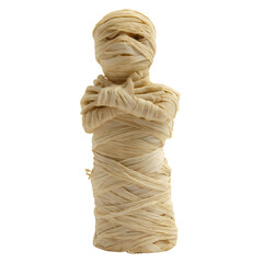 Mummified Figure with Arms Crossed and Bandages on Transparent Background